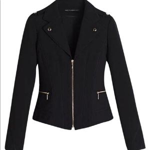 WHBM Black Knit Stretch Zip Up Moto Jacket 8